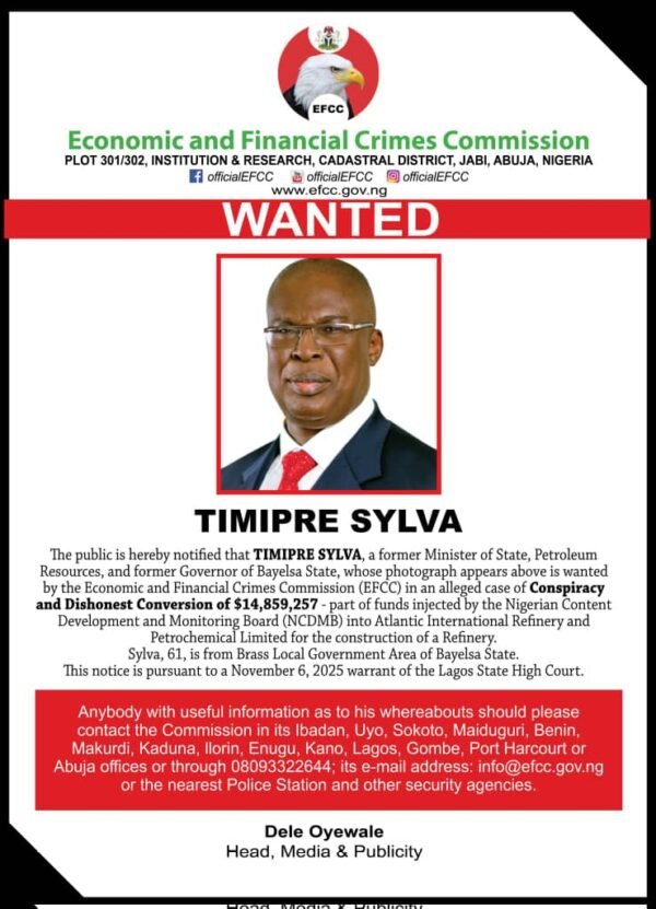 Former Governor Timipre Sylva wanted by Nigeria EFCC for fraud