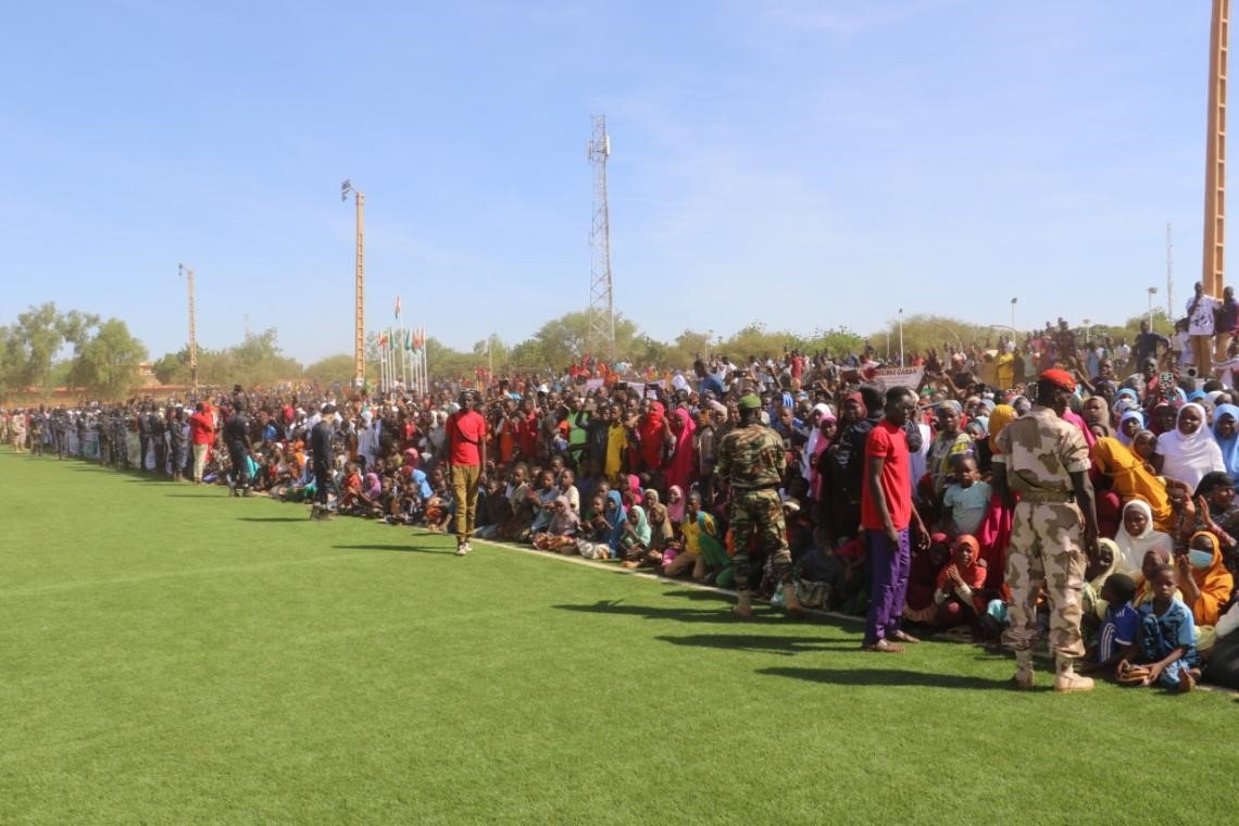 Niger Head of State addressing a massive rally in Tahoua stadium